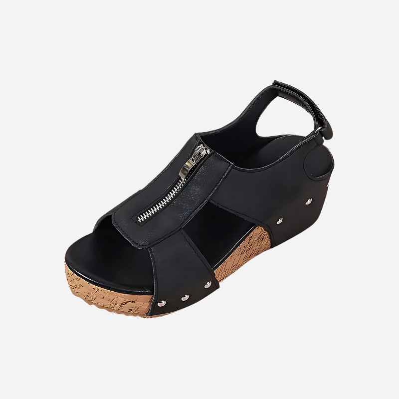 BRYZE Eline - Sandalen met Rits en Sleehak