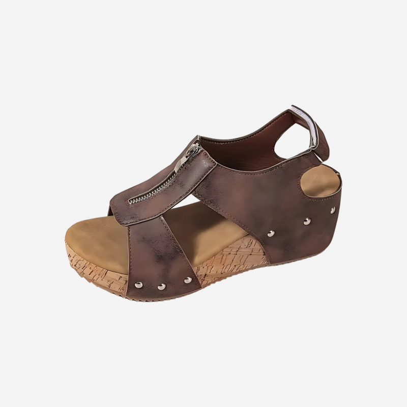 BRYZE Eline - Sandalen met Rits en Sleehak