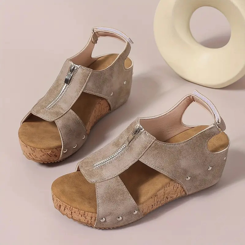 BRYZE Eline - Sandalen met Rits en Sleehak