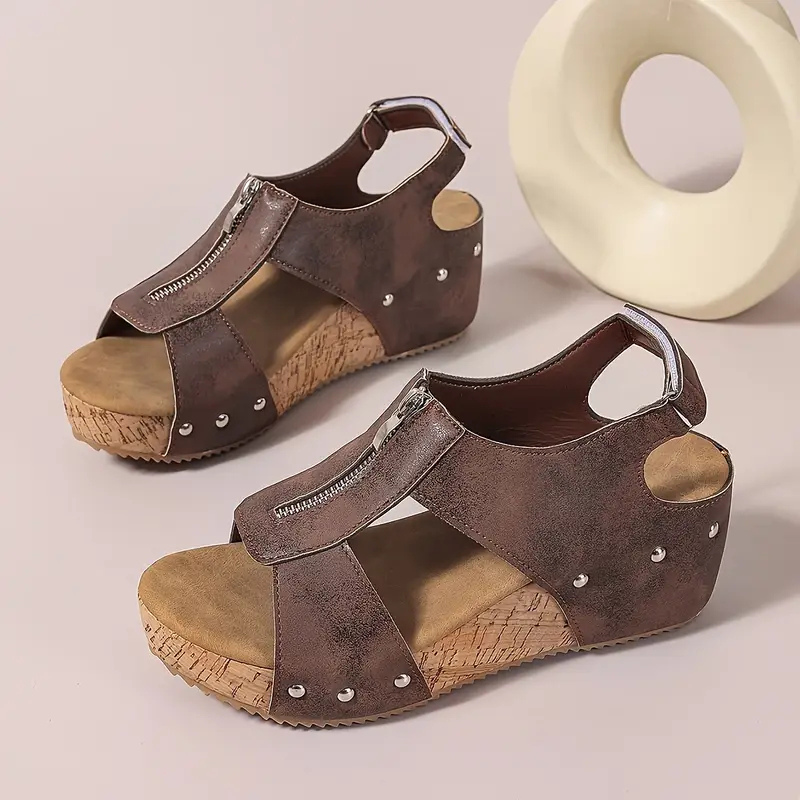 BRYZE Eline - Sandalen met Rits en Sleehak